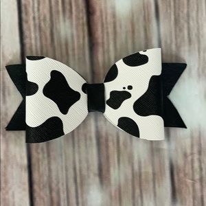 Kids Cow Print Hair Bow!